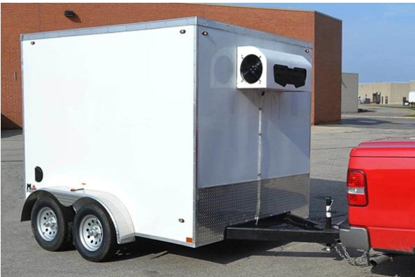Refrigerados Trailers portáteis de armazenamento a frio com 220V de tensão e motor hermético